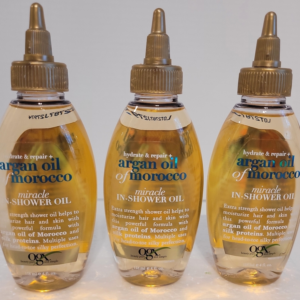 3 QTY - OGX Argan Oil of Morocco Miracle in shower oil 4 oz.